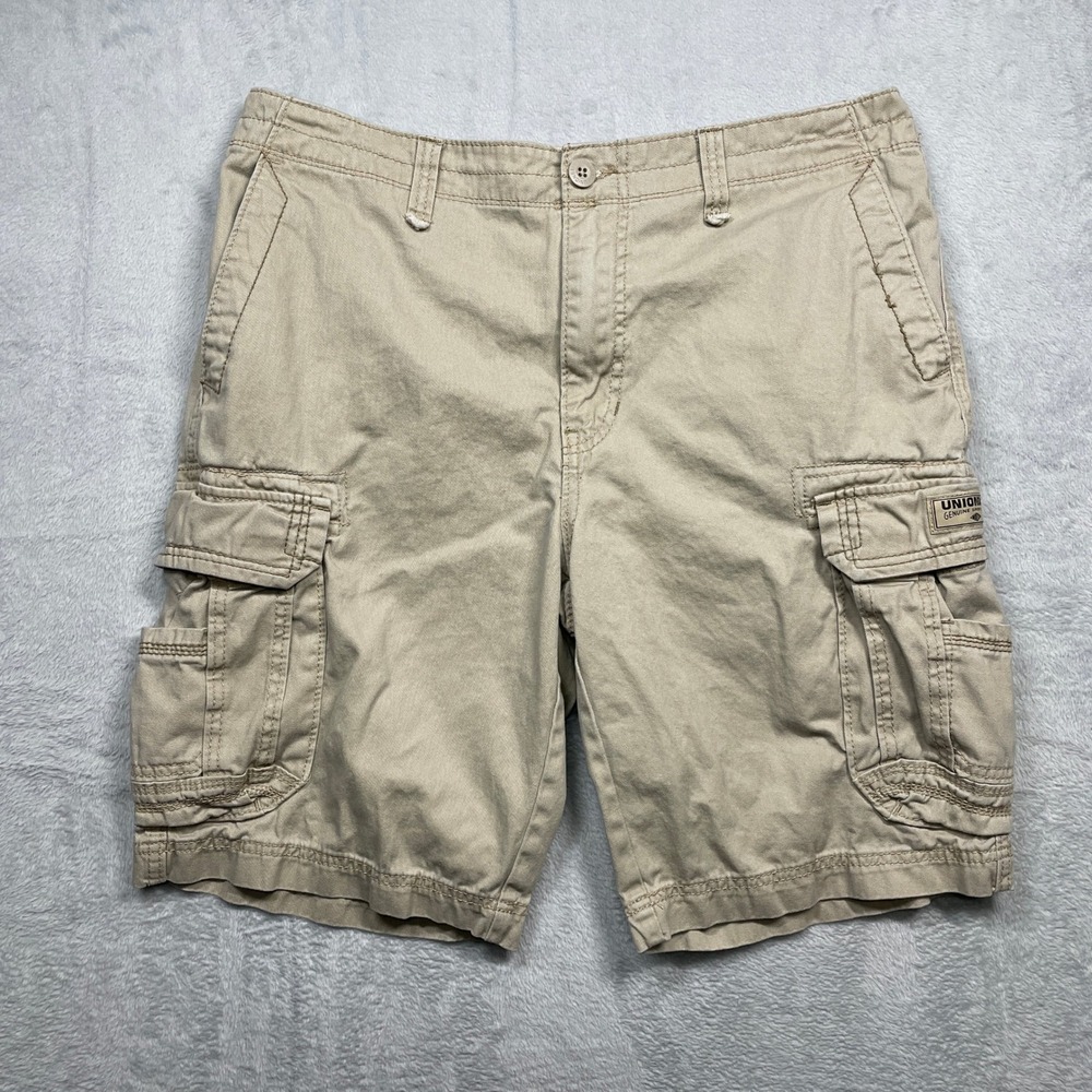Unionbay Cargo Shorts Men 36 Khaki Tan Cotton Multi Pocket Utility Outdoor